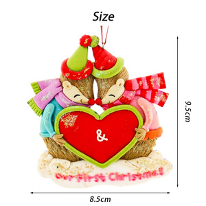 Tùy Chỉnh Handmade Giáng Sinh Vài Nhím Gia Đình 2 Tình Yêu Trái Tim Treo Trang Trí Cho Xmas Vài Với Trái Tim Cho Món Quà Đầu Tiên Trang Trí Nội Thất - Product Image 3