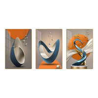 Ensemble moderne de trois tableaux abstraits imprimés sur toile, murale décorative pour salon, paysage mural de luxe en porcelaine de cristal écologique