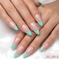 Perles rondes 3D en ABS effet goutte de colle, dégradé rose et menthe, pour nail art ballerine, respectueuses de la peau des doigts, pour un design d'ongles tendance
