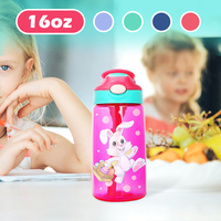 Bouteille d'eau personnalisée pour enfant avec logo, gobelet en plastique avec paille et couvercle à clapet, design de boîte personnalisé, idéale pour le camping en extérieur