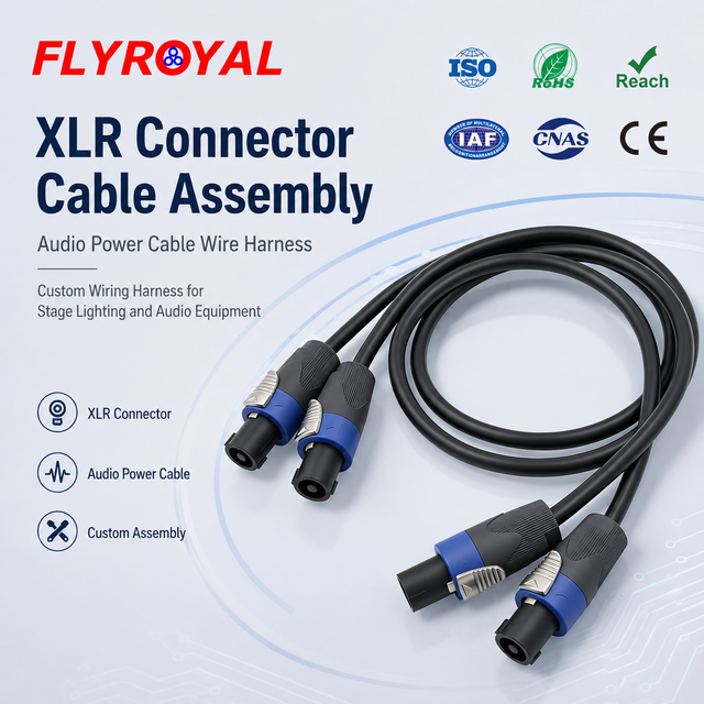 Custom 4 Pole Male XLR Connector Speaker Cable Assembly Professional Audio Video Adapter Wire Harness for Stage Sound
