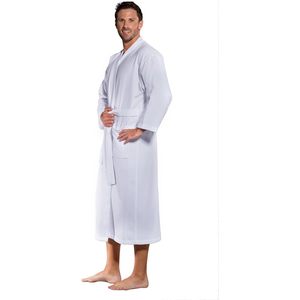 Bata de Baño Kimono Blanca Tipo Waffle Unisex, Larga, Holgada, con Cuello en V, de Algodón, Personalizable para Mujer - Product Image 3