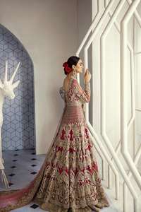 Superbe robe de mariée traditionnelle indienne/pakistanaise élégante longueur de plancher avec broderie lourde Zardozi pour mariage - Product Image 2