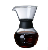Nouvellement en verre verser sur la cafetière avec filtre en acier inoxydable goutteur à café cafetière en verre avec ensemble de filtres permanents
