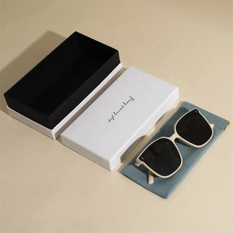 LOGO adedi 50 adet özel logo lüks karton kağıt gözlük ambalaj mikrofiber gözlük kılıfı torba güneş gözlüğü gözlük kılıfı kutu