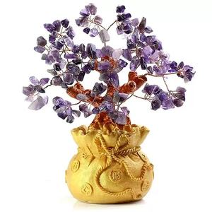 <span class=keywords><strong>Arbre</strong></span> de fortune en cristal poli naturel Sac d'argent à thème d'<span class=keywords><strong>amour</strong></span> <span class=keywords><strong>Arbre</strong></span> d'argent Feng Shui pour la décoration de la maison Cadeaux d'artisanat à collectionner - Product Image 1