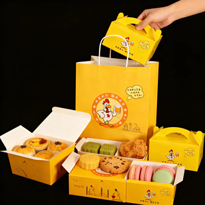 Caja de Papel para Comida Rápida, Ecológica, con Logotipo Personalizado, de Cartón Blanco, con Asa, Apta para Alimentos, para Llevar, Cajas para Pollo Frito - Product Image 3