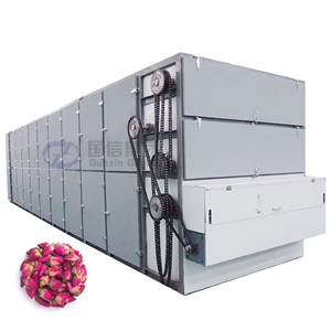 Secador de flores industrial de alta capacidad, equipo de secado continuo con cinta transportadora de malla para procesamiento de té de flores y rosas - Product Image 1
