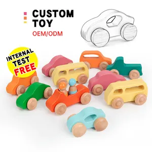 Rampa Montessori Orgánica de Madera Maciza para Bebé, Carros de Juguete de Empuje de Madera con Ruedas, Color Arcoíris, Novedad