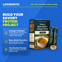 LIFEWORTH Marque Privée Sachets de Protéines de Collagène au Bouillon de Viande Savoureux 12g Bouillon de Poulet aux Herbes 20 Sachets OEM ODM