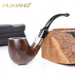 MUXIANG Wooden Smoking Pipe Bent Type 9mm Filter Tobacco Pipe Solid Wood Handmade Pipe - Product Image 1