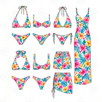 Ensemble bikini push-up en dentelle unie pour femme MLY, sans bretelles, avec volants, 2 pièces, string, maillot de bain