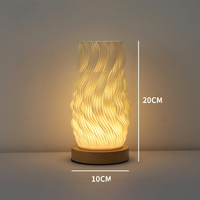 Nouvelle arrivée, lampe de table LED en plastique à texture ondulée 3D, style Art Déco, couleur crème, lampe de chevet, lumière d'ambiance pour la maison