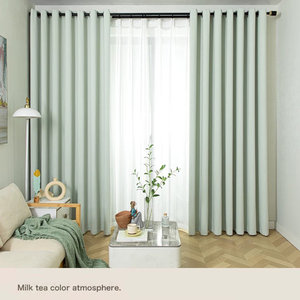 ผ้าม่านกันแสงราคาประหยัด ผ้าลินินเทียม โพลีเอสเตอร์ 100% สีพื้น ผ้าหนา สำหรับห้องนั่งเล่น โรงแรม และบ้าน - Product Image 2