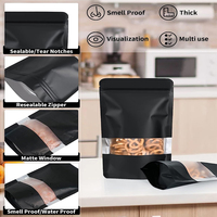 Pochette Stand-Up Personnalisée en Mylar Noir Mat avec Fenêtre en Plastique BOPP & PET pour Emballage Alimentaire et Affichage de Logo