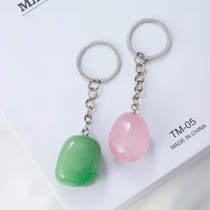 Natural crystal polished tumbled stone key chain car hanging energy gem for sale