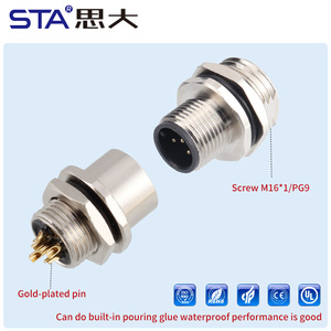 M12 hàng không cắm nam nữ vít PG9 M12 M16 phía trước/Trở lại gắn kết ổ cắm hàn nối 2 3 4 5 6 8 12 17pin - Product Image 3