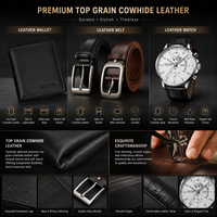 Coffret Cadeau d'Accessoires Premium pour Hommes avec Marquage Personnalisé – 7 Pièces en Cuir Pleine Fleur (Montre, Portefeuille, Ceinture) pour la Reconnaissance des Employés