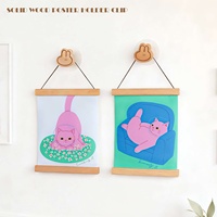 Bingkai Foto Poster Magnetik Kayu Solid Kustom, Gantungan Kayu untuk Gambar Dinding, Bingkai Lukisan untuk Poster