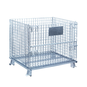 Heavy-Duty 1000kg thép mạ kẽm gấp lưu trữ lồng kho bãi dây điện lưới hàng hóa thiết bị lưu trữ <span class=keywords><strong>Stackable</strong></span> thiết kế - Product Image 1