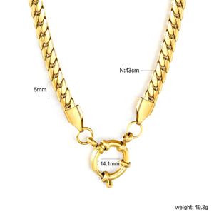 Collar de cadena de eslabones tipo clip de acero inoxidable impermeable al por mayor para mujer, gargantilla con cierre de resorte, joyería gruesa - Product Image 3