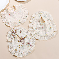 Bavoir en mousseline 100 % coton doux avec volant, absorbant, à bouton-pression, pour bébé garçon et fille, nouveau-né