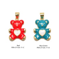 Mini breloques en émail noir, bleu, vert, Orange clair, Aqua, rose, rouge, jaune, or, ours, pendentif pour bijoux, fabrication de collier, bricolage, 15x20mm