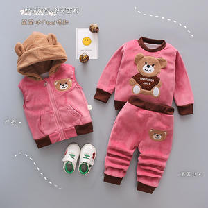 Wholesale <strong>Winter</strong> Padded Children <strong>Clothes</strong> 3 Pcs Cartoon Warm Vest Hooded Jacket <strong>Clothes</strong> Set <strong>Kids</strong> <strong>Clothes</strong> Set - Product Image 2