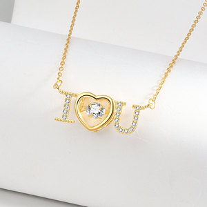 Collar con colgante pulsante en forma de corazón dinámico para mujer, nueva versión coreana de plata pura S925, letra 'I Love You', circón clásico - Product Image 6