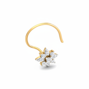 14K Yellow Gold Real Diamond Studded Nose Pin 0.20TCW Elegant Diamond <b>Necklace</b> - Product Image 2