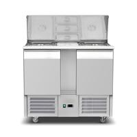 Table de préparation de salades réfrigérée en acier inoxydable 304 pour comptoir de bar à salades commercial, idéale pour les restaurants de restauration rapide - Offre Spéciale