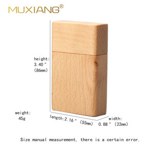 Muxiang Wooden Cigarette Box Beechwood Rectangular Handmade With Engraved Logo Customizable - Product Image 5