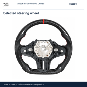 Volant en fibre de carbone nue pour BMW G20 Série 3 2020 2024, bande rouge, fond plat, jante BG20BC - Product Image 1
