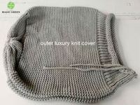 Lavage en machine amovible 100% acrylique coton main gros crochet câble tricot sol siège rond pouf oreiller coussin pouf couverture