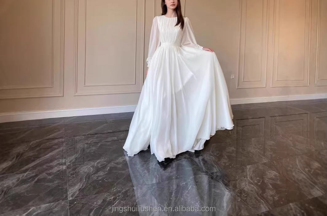Wholesale floor-length evening gown ball gown princess dress party tyle dress chiffon fabric dress natural waistline dress,2 Pieces