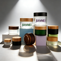 Bocaux en verre ambré givré 250 ml 200 ml 150 ml 100 ml 50 ml 30 ml 15 ml Pot en verre pour crème pour le visage avec couvercle en bois pour pot cosmétique