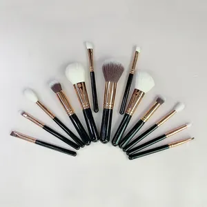 Factory Custom Loose Powder Blush Eyebrow Brush Eye Shadow Mini Portable Soft Hair Natural Hair Black 13pcs Makeup Brush Set