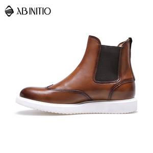 Moda marrone con <span class=keywords><strong>zeppa</strong></span> alla caviglia con plateau stivali scarpe Casual in pelle da uomo - Product Image 3