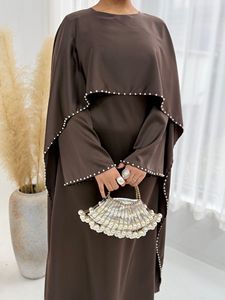 Vestido Abaya de Satén Elegante y de Lujo Modesto para Fiesta de Noche en Dubái, Talla Grande, Color Sólido, con Cuentas, Largo, Estilo Maxi, Otoño, Venta al Por Mayor 2026 - Product Image 2