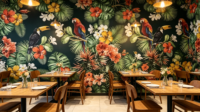 Papier peint chinois personnalisé, décoration murale pour la maison, papier peint mural, perroquet, oiseau, fleurs de forêt tropicale 3D, plantes, feuilles, décoration murale