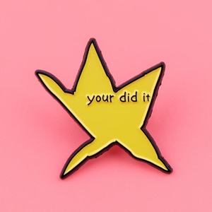 यूरोपीय अमेरिकी फैशन मजाकिया धातु बैज ब्रोच, आपके द्वारा यह मेम स्टार एनमेल पिन जस्ता मिश्र धातु ब्लैक निकल अनियमित - Product Image 3