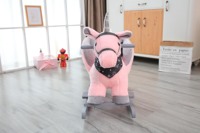Silla Mecedora de Peluche Color Rosa con Música de Cuna para Bebé en Forma de Unicornio