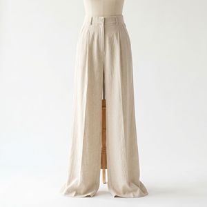 <span class=keywords><strong>Pantaloni</strong></span> Casual a Vita Alta e Gamba Larga per Donna, Traspiranti, Lunghezza Interna <span class=keywords><strong>34</strong></span> Pollici, <span class=keywords><strong>Pantaloni</strong></span> Autunnali per Signore, Personalizzabili e all'Ingrosso - Product Image 1