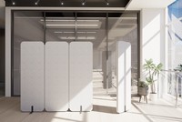 Solutions de cloisons acoustiques pliables en feutre PET écologique certifiées BSCI ISO pour hôtels, bureaux et espaces publics, réduisant le bruit.