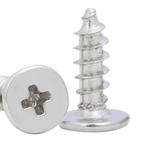 1000 pièces/sac Vis autotaraudeuses à tête plate ultra-mince en acier au carbone nickelé M1.2 M1.4 M1.7 M2 M2.3 M2.6 M3 M3.5 M4 - Product Image 2
