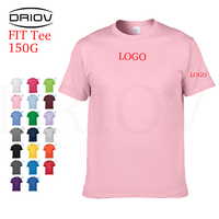Vente en gros 150g Fit hommes t-shirt pas cher col rond couleur unie t-shirt personnalisé plaine 100% coton surdimensionné unisexe t-shirts en vrac