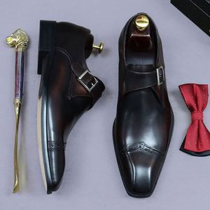 Chaussures habillées haut de gamme faites à la main pour hommes, bottes en cuir d'affaires antidérapantes, confortables, de luxe, de haute qualité, bottes Oxford à lacets pour hommes - Product Image 3