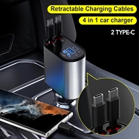 Vente en gros 4-en-1 câble rétractable LED USB-C 120W Type C PD adaptateur chargeur de voiture rapide pour iPhone Android IOS PD27W électrique