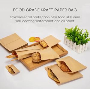 Bolsas de Papel Kraft Marrón Reciclables con Logotipo Personalizado, Aptas para Alimentos, para Sándwiches y Galletas, Bolsas de Papel Antigrasa para Comida Rápida y Papas Fritas - Product Image 3