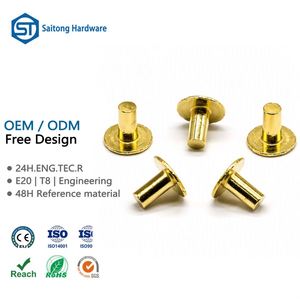 Remaches Sólidos de Latón de Precisión Estándar ISO 9001 de 3mm-8mm, Cabeza Plana Amarilla, Acabado Brillante, Certificación RoHS, Fijación Industrial Segura - Product Image 1